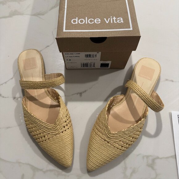 Dolce Vita Raffia Slip On Mules - Size 7 - Picture 1 of 4